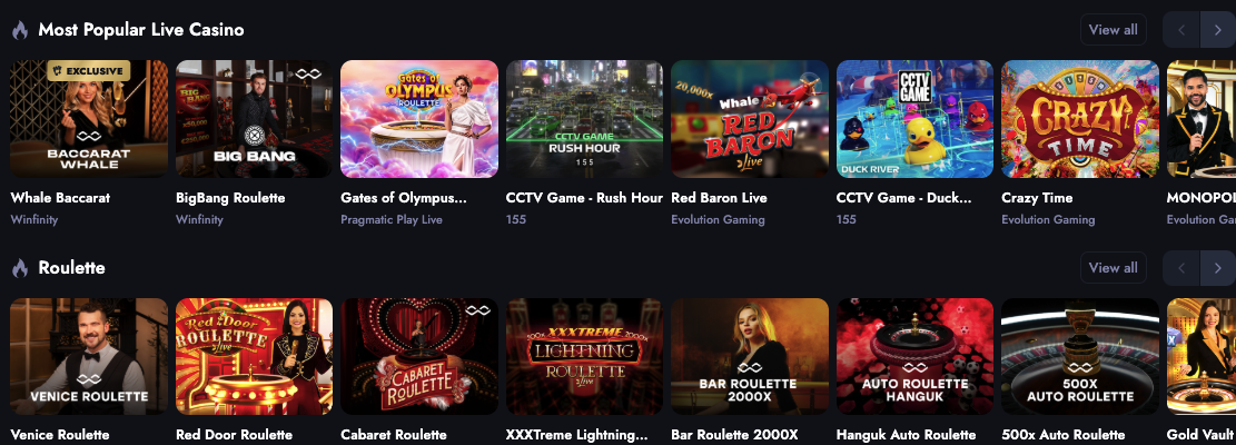 Whale.io Live casino